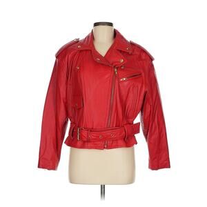 VTG Wilson’s Leather Red Moto Biker Zipper Jacket Women’s M